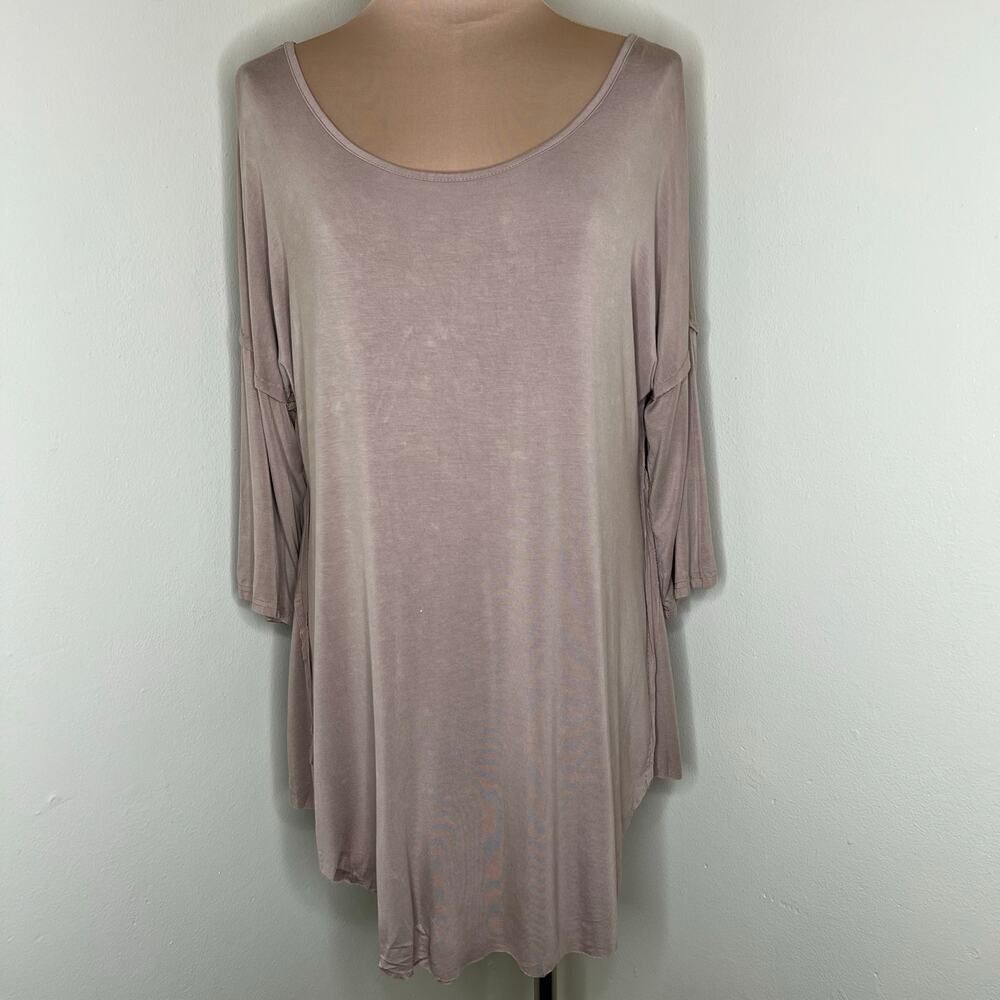 POL Swing Tunic Top Size Small Womens Brown Drop Shoulder Relaxed Acid Wash New